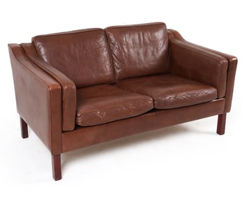 BORGE MOGENSEN STYLE DANISH LEATHER SOFA 1970S