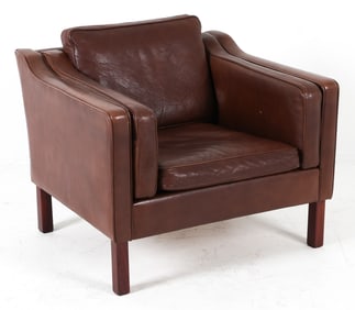 BORGE MOGENSEN STYLE DANISH LEATHER LOUNGE CHAIR