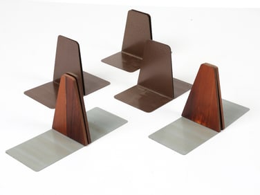 WOOD & METAL BOOKENDS INCL KAI KRISTIANSEN1960S