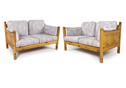 PAIR OF SWEDISH BRUTALIST PINE SOFAS C. 1970S