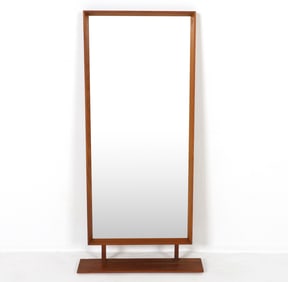 DANISH TEAK WALL MIRROR WITH SHELF C. 1960S