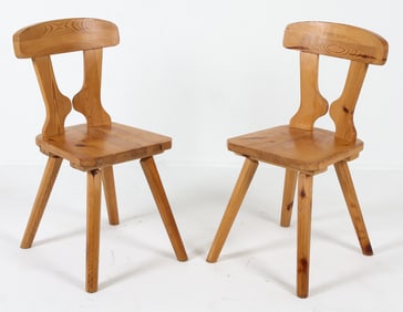 PAIR OF SWEDISH PINE DINING CHAIRS C. 1970S