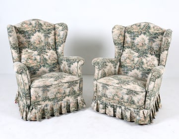 PAIR OF MID-CENTURY WINGBACK LOUNGE CHAIRS 1950S