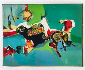 JOAN MILLER (20TH C.) ABSTRACT MIXED MEDIA