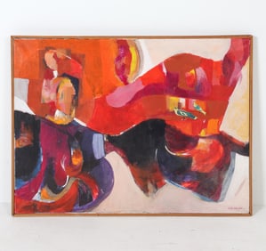 JOAN MILLER (20TH C.) ABSTRACT MIXED MEDIA