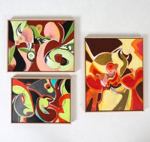 (3) JOAN MILLER (20TH C.) ABSTRACT A/C