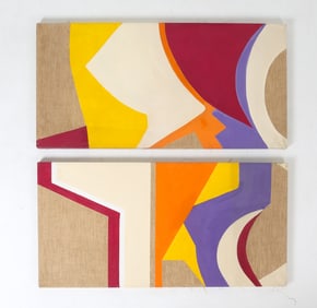 JOAN MILLER (20TH C.) ABSTRACT DIPTYCH A/C