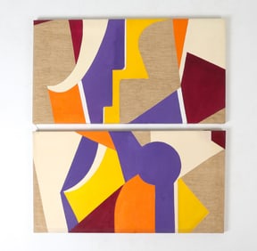 JOAN MILLER (20TH C.) ABSTRACT DIPTYCH A/C