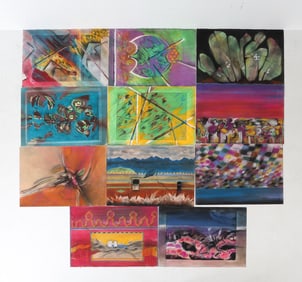 JOAN MILLER (20TH C.) ABSTRACT PASTEL GROUPING