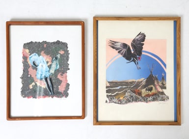 (2) JOAN MILLER (20TH C.) MIXED MEDIA