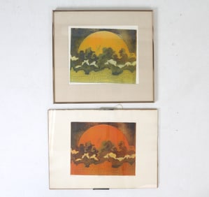 (2) JOAN MILLER (20TH C.) ABSTRACT PRINTS