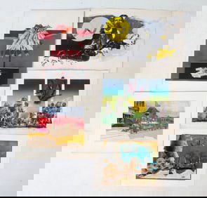 JOAN MILLER (20TH C.) ABSTRACT COLLAGE GROUPING