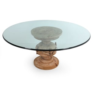 CARVED WOODEN PEDESTAL DINING TABLE