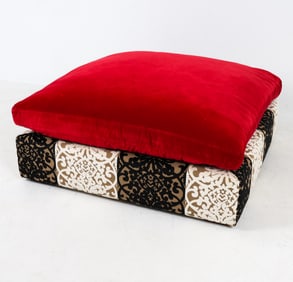 LARGE PATTERNED VELOUR OTTOMAN