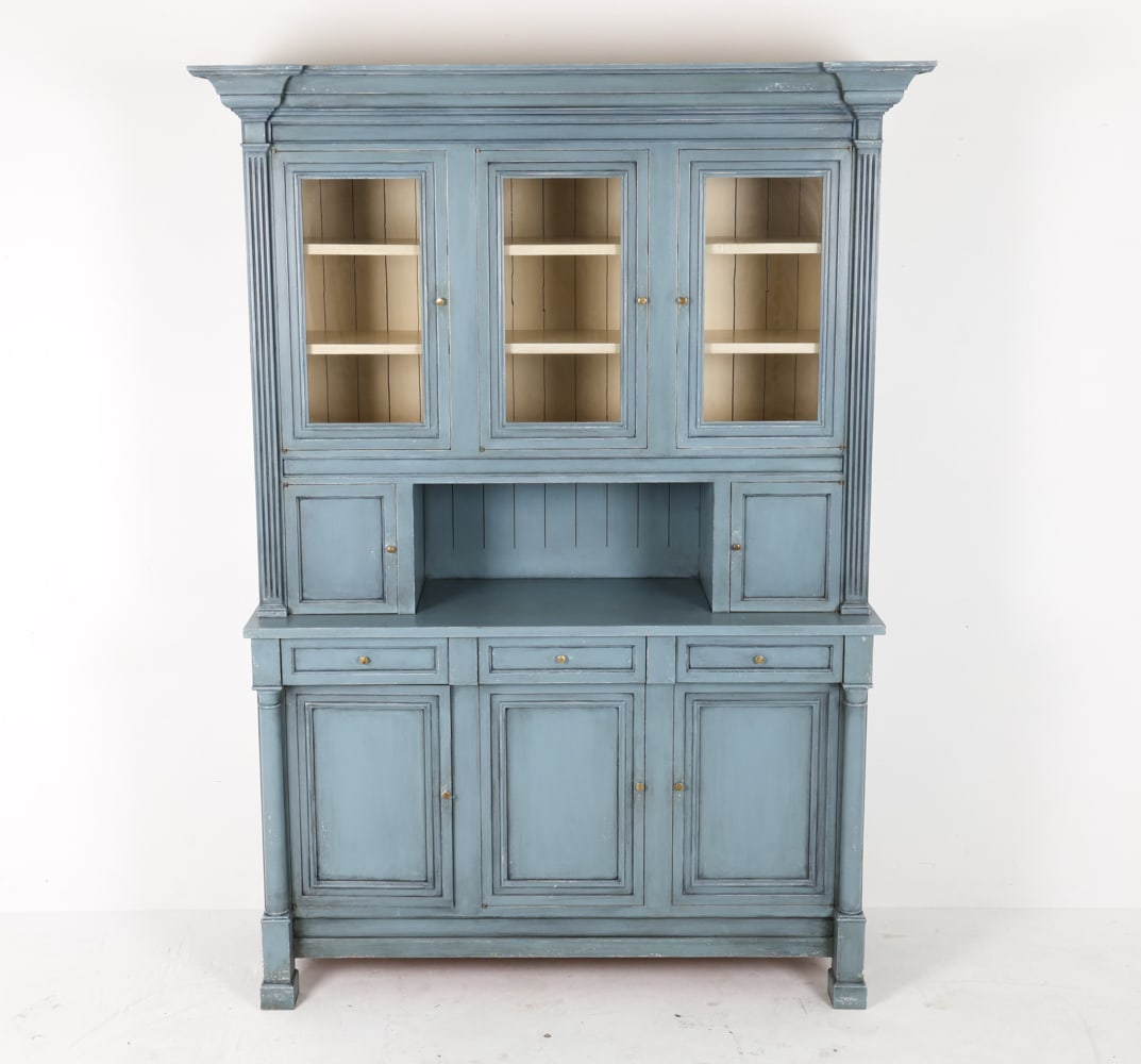 ANTIQUE STYLE BLUE PAINTED HUTCH CABINET (1 of 20)