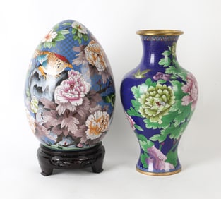 CHINESE CLOISONNE EGG AND VASE