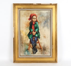 ARMAND LOURENCO, FRENCH (1925-2004) O/C PORTRAIT