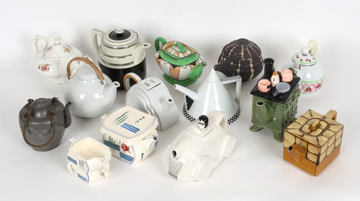WHIMSICAL CERAMIC TEAPOT GROUPING