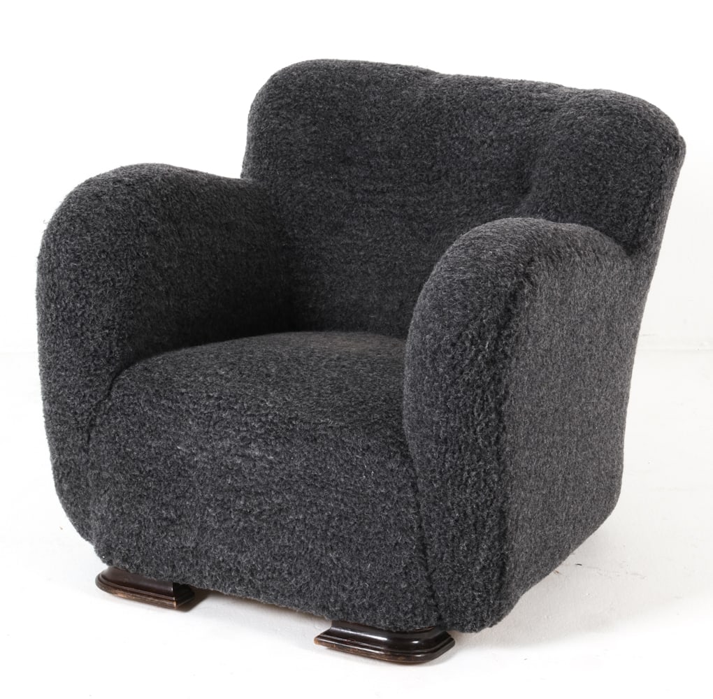 FLEMMING LASSEN STYLE DANISH WOOL LOUNGE CHAIR (1 of 13)