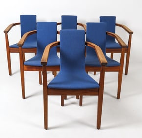 (6) ATTR. LEO JOHANSSON MAHOGANY ARMCHAIRS 1980S