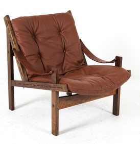 TORBJORN AFDAL 'HUNTER' BEECH & LEATHER CHAIR