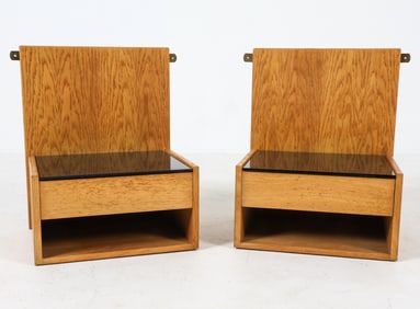 PAIR OF HANS J. WEGNER OAK FLOATING NIGHTSTANDS