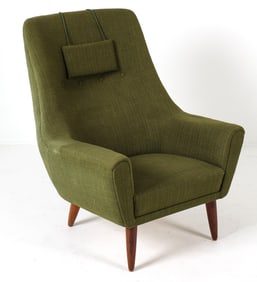 DANISH TEAK & WOOL LOUNGE CHAIR C. 1960S