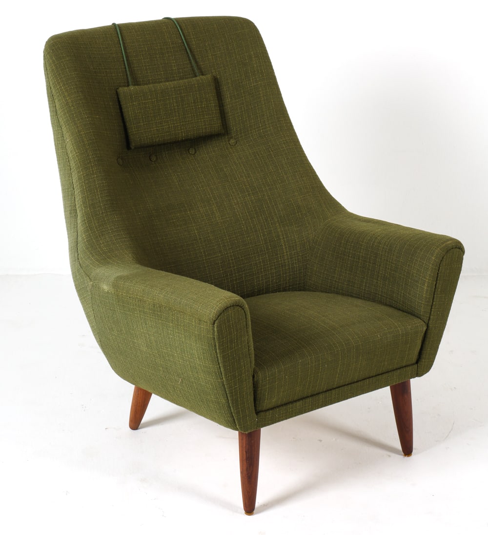 DANISH TEAK & WOOL LOUNGE CHAIR C. 1960S (1 of 13)