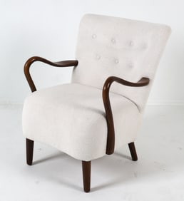 ALFRED CHRISTENSEN STYLE LAMBSWOOL CHAIR C. 1940S