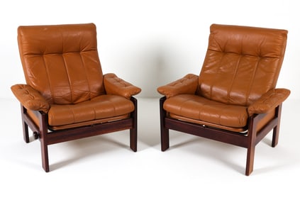 PAIR OF SKIPPER DANISH LEATHER EASY CHAIRS 1970S