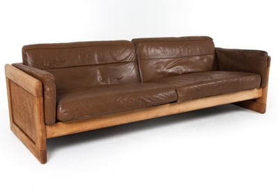 MADSEN & SCHUBELL DANISH OAK & LEATHER SOFA 1970S