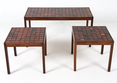 DANISH ROSEWOOD & TILE NESTING TABLES