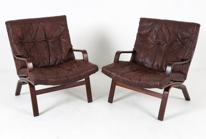 PAIR OF MILJO RANGE STYLE LEATHER LOUNGE CHAIRS