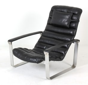 ILMARI LAPPALAINEN LEATHER 'PULKKA' CHAIR C. 1960S