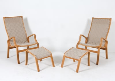 FINN OSTERGAARD OAK LOUNGE CHAIRS 1960S