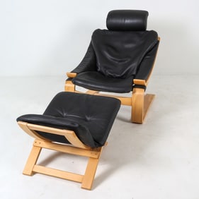 AKE FRIBYTTER 'KROKEN' EASY CHAIR & OTTOMAN 1970S