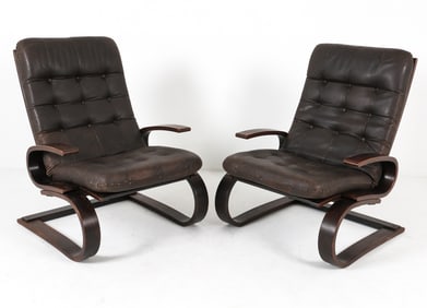 PAIR OF ARNT LANDE STYLE BEECH EASY CHAIRS 1960S
