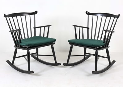 ATTR. FARSTRUP DANISH BEECH ROCKING CHAIRS 1960S