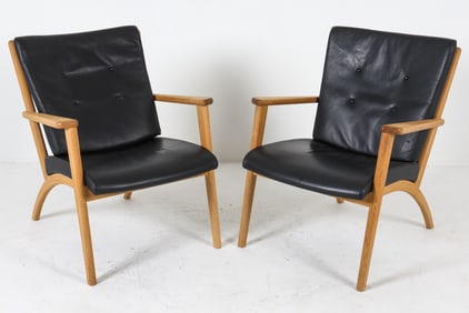 ATTR. OKAMURA & MARQUARDSEN OAK EASY CHAIRS