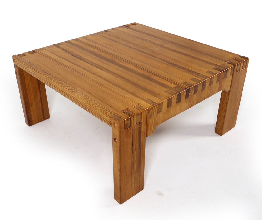 DANISH BRUTALIST PINE COFFEE TABLE C. 1970S (1 of 13)