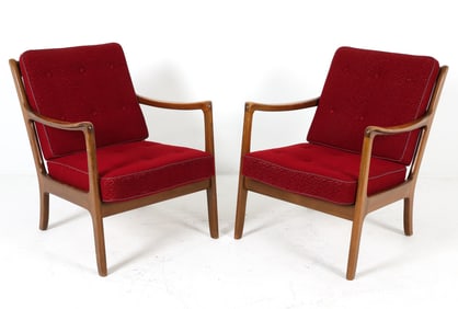 OLE WANSCHER MAHOGANY EASY CHAIRS C. 1950S