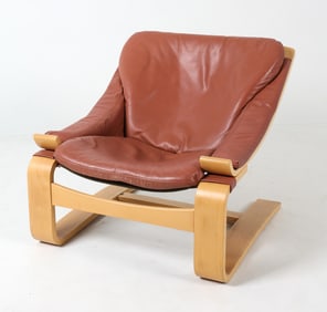 ATTR. AKE FRIBYTTER BEECH & LEATHER 'KROKEN' CHAIR