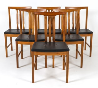 (6) DANISH WALNUT & LEATHER DINING CHAIRS C. 1960S