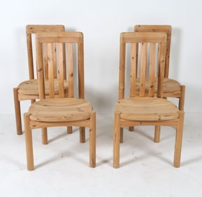 (4) RAINER DAUMILLER STYLE PINE DINING CHAIRS 1960