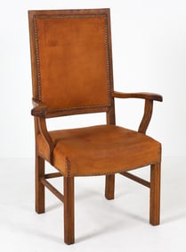 KAARE KLINT STYLE DANISH OAK & LEATHER ARMCHAIR