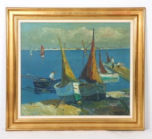 MAX ULVIG (1913-1969) ABSTRACT HARBOR O/C