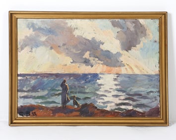 DANISH ABSTRACT SEASCAPE O/C C. 1955