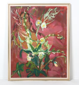 DANISH ABSTRACT FLORAL PAINTING O/C