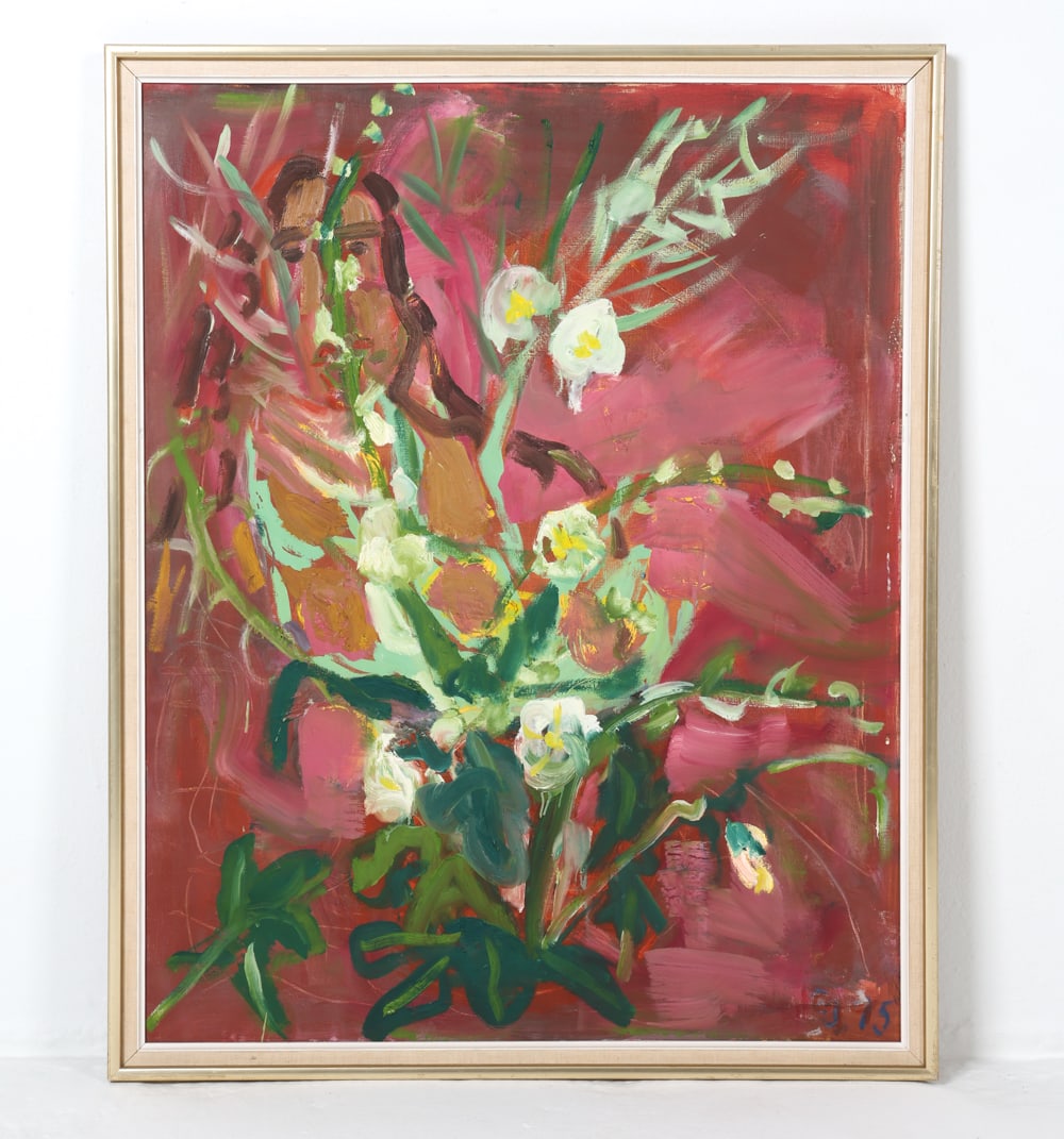 DANISH ABSTRACT FLORAL PAINTING O/C (1 of 4)