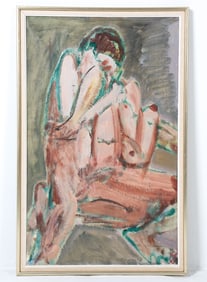 DANISH ABSTRACT FIGURE PAINTING O/C 1968